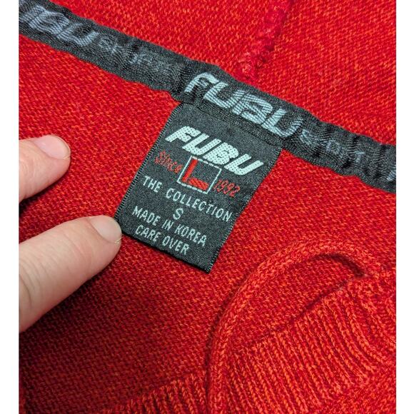 Vintage FUBU Sport Red Knit Hooded Sweater Dress Long Sleeve Womens Small Retro - Picture 3 of 6